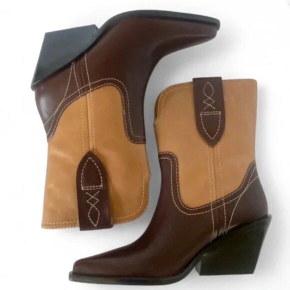 NEW Free People Pitchfork Point Western Boots - Leather, Pointed Toe 925 6s3 - Picture 14 of 15